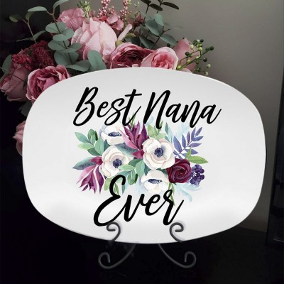 Best Nana Ever Floral Personalised Platter