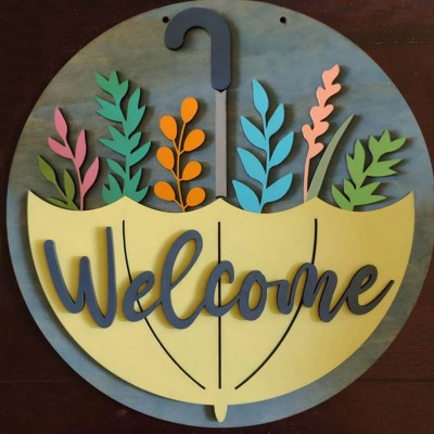 Wooden Hello Summer Door Hanger Farmhouse Decor Entry Way Wall Welcome Sign