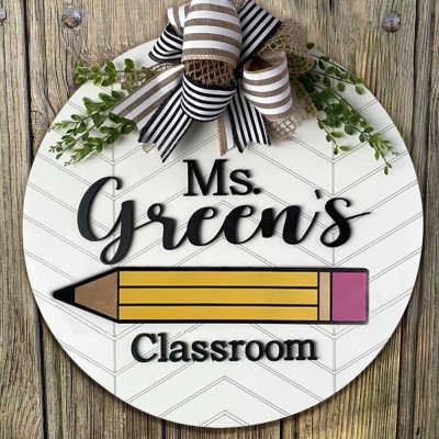Personalised Wooden Teacher Classroom Door Hanger Back To School Welcome Sign