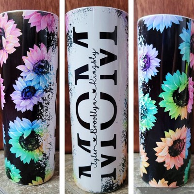 Personalised Sunflower Mum Tumbler With Kids Name For Mother's Day