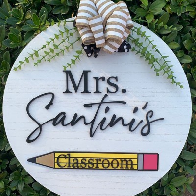 Personalised Wooden Teacher Classroom Door Hanger Back To School Welcome Sign
