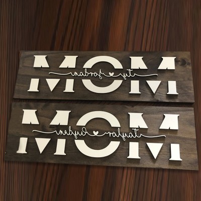 Personalised Mum Wood Sign Plaque With Name Engraving For Birthday Mother's Day Christmas