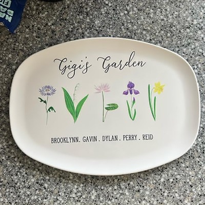 Personalised Platter Birth Month Flower Family Grandma's Garden For Mother's Day