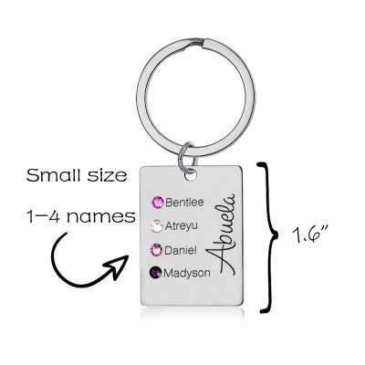 Personalised 1-5 Engraving Names with Birthstone Key Chain Gift For Monther's Day 