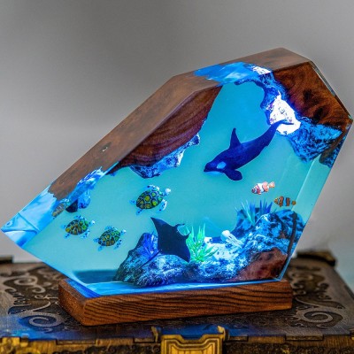 Killer whales and Turtle Resin Night Light Christmas Gift Christmas Gift