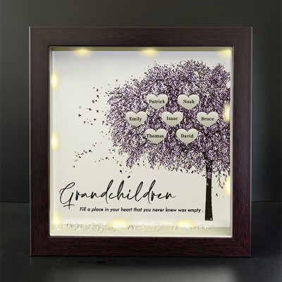 Personalised Family Tree Grandchildren Name Red Oak Frame Home Decor For Grandma