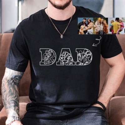 Personalised Photo Embroidered Black Shirt For Dad Father's Day Gift Ideas