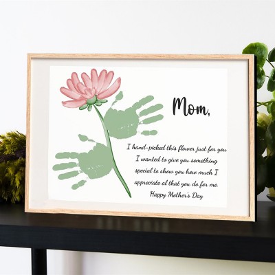 Personalised Mother's Day Flower DIY Handprint Art Craft Sign Gift From Kids For Mum Grandma