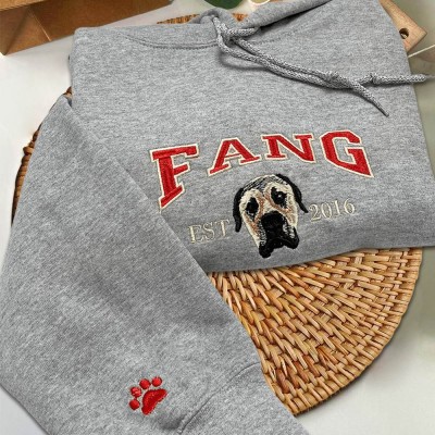 Personalised Embroidered Dog Photo Sweatshirt Hoodie For Pet Lover Keepsake Gifts