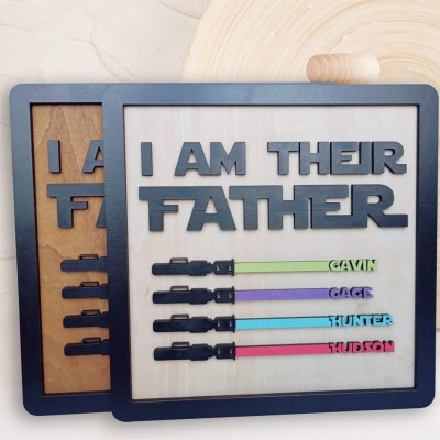 I Am Their Father Sign Personalised Kids Name Frame For Dad Father's Day