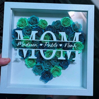 Personalised Mum Flower Shadow Box With Name For Mother's Day