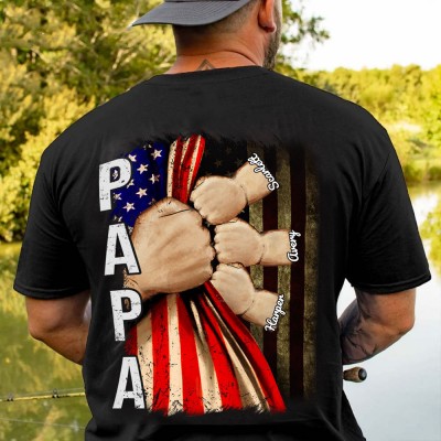 Personalised Fist Bump Shirt With Grandkids Name For Papa Father's Day Gift Ideas