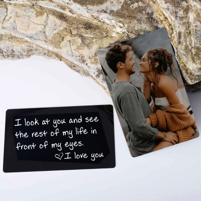 Personalised Metal Wallet Photo Card Love Note Anniversary Valentine's Day Gift