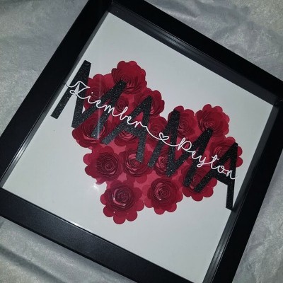 Personalised Mum Heart Flower Shadow Box With Kids Name For Mother's Day Birthday