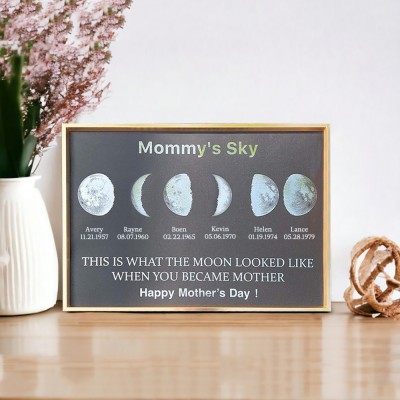 Custom Moon Phase Wood Sign Mummy's Sky Best Gift For Mother's Day
