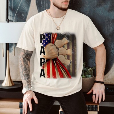Personalised Fist Bump Shirt With Kids Name For PAPA Father's Day Gift Ideas