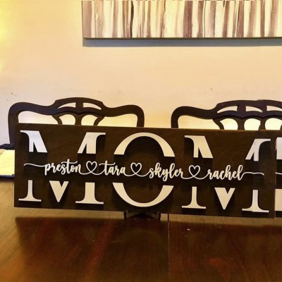 Personalised Mum Wood Sign Plaque With Name Engraving For Birthday Mother's Day Christmas