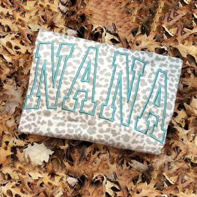 Custom Embroidered Leopard Nana Shirt For Mother's Day Gift