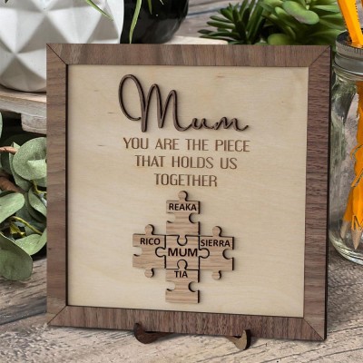 Personalised Mum Puzzles Sign With Kids Name You Are The Piece That Holds Us Together Home Wall Decor For Mother's Day