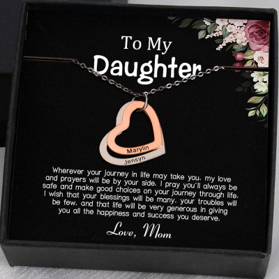 To My Daughter From Mum Personalised Heart Necklaces For Girl