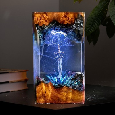 Sword Legend Resin Wood Lamp Handmade Gifts For Christmas