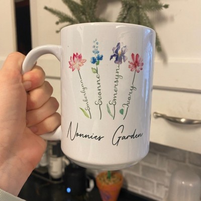 Grandma's Garden Mug Personalised Birth Month Flower With Names Gift Ideas For Nana Gigi Mother's Day