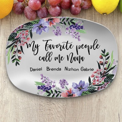 My Favorite People Personalised Platter for Grandma With Grandchildren's Name