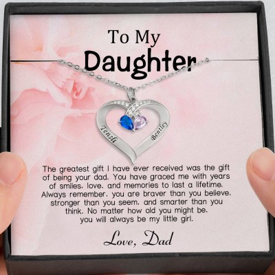 Personalised To My Daughter Heart Necklace From Dad For Little Girl