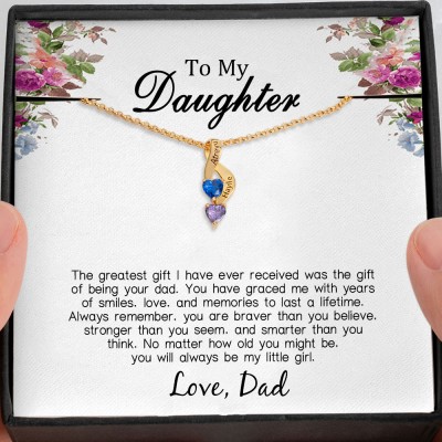 Personalised To My Daughter Birthstone Necklace From Dad For Little Girl