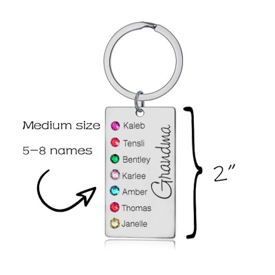 Personalised 5-9 Engraving Names with Birthstone Key Chain Gift For Monther's Day 