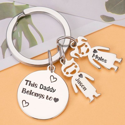 Personalised 1-10 Kids Charms Engraving Name Keychains Gifts For Father's Day