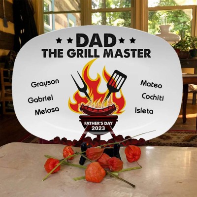 Personalised Barbecue Platter With Names For Father's Day Dad The Grill Master