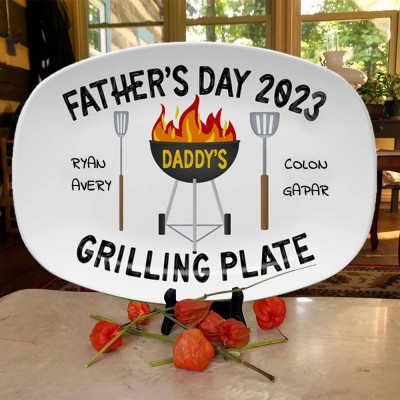 Personalized Barbecue Platter With Names For Father's Day Dad The Grill Master