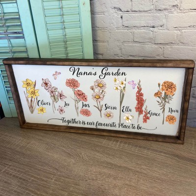 Custom Nana's Garden Frame With Grandkids Name and Birth Month Flower For Mother's Day