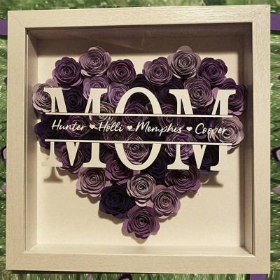 Personalised Mum Flower Shadow Box With Name For Mother's Day