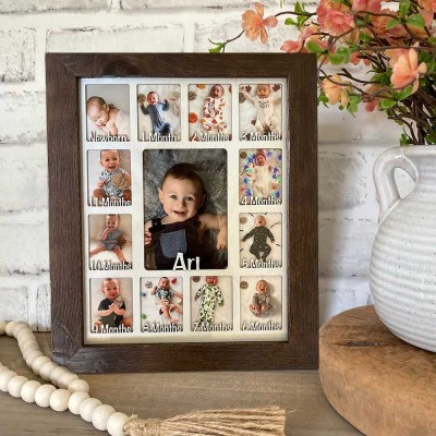 Personalised Baby Newborn First Year Photo Frame Display Board Nursery Gifts