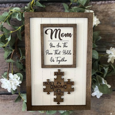 Personalised Mum Puzzles Sign With Kids Name You Are The Piece That Holds Us Together Home Wall Decor For Mother's Day