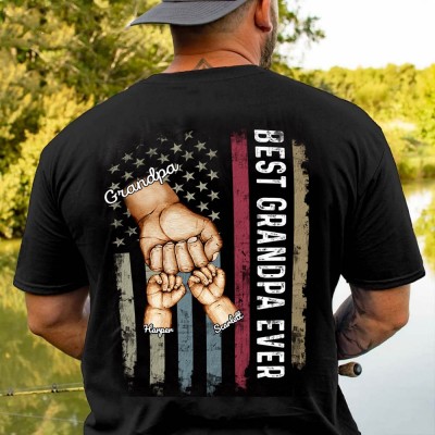 Personalised Best Grandpa Ever Fist Bump Shirt With Kids Name For Father's Day Gift Ideas