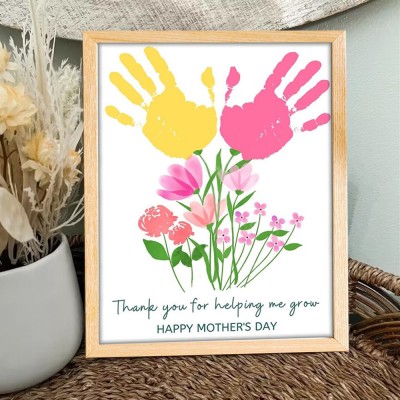 Personalised Mother's Day Flower DIY Handprint Art Craft Sign Gift From Kids For Mum Grandma