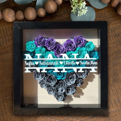Personalised Mama Flower Shadow Box With Name For Mother's Day Christmas Birthday