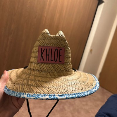 Customized Leather Patch Straw Sun Hat with Name For Toddler Child Adult