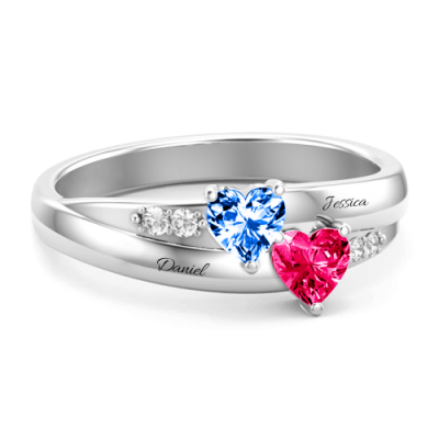 Double Heart Birthstone Promise Ring