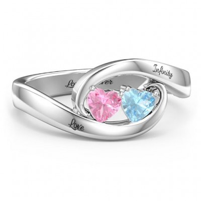 Pair of Hearts Infinite Birthstone Ring