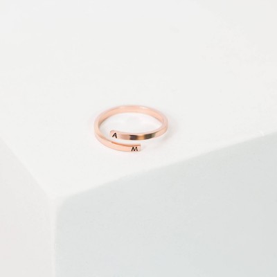 Personalised Initial Stacking Ring | Sterling Silver Custom Letter Ring | Wrap Ring with Hand-Stamped Initials