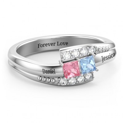 Double Princess Bypass with Accents Promise Ring