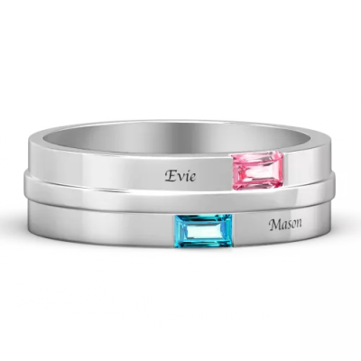Men's Personalised Birthstone Promise Ring With Engraving