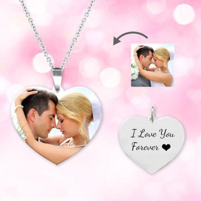 Heart Shape Personalised Color Photo Necklace