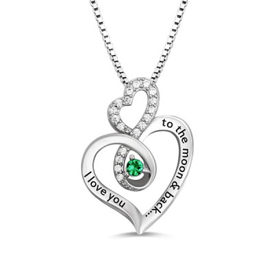 Custom Infinity Heart Birthstone s925 Sterling Silver Necklace