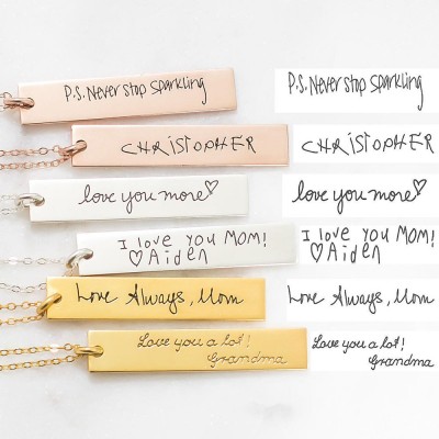 Personalised Handwriting Necklace | Vertical Bar Signature Necklace