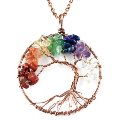Tree Of Life Necklace Seven Chakra- Necklaces For Women Tree Of Life Necklace Copper